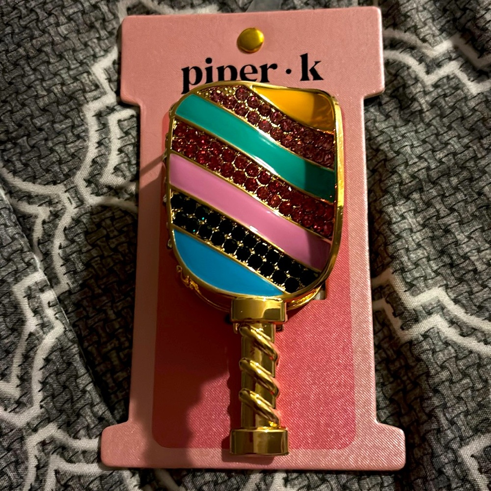 Piper K PICKLEBALL PADDLE Multicolor Striped HAIRCLIP